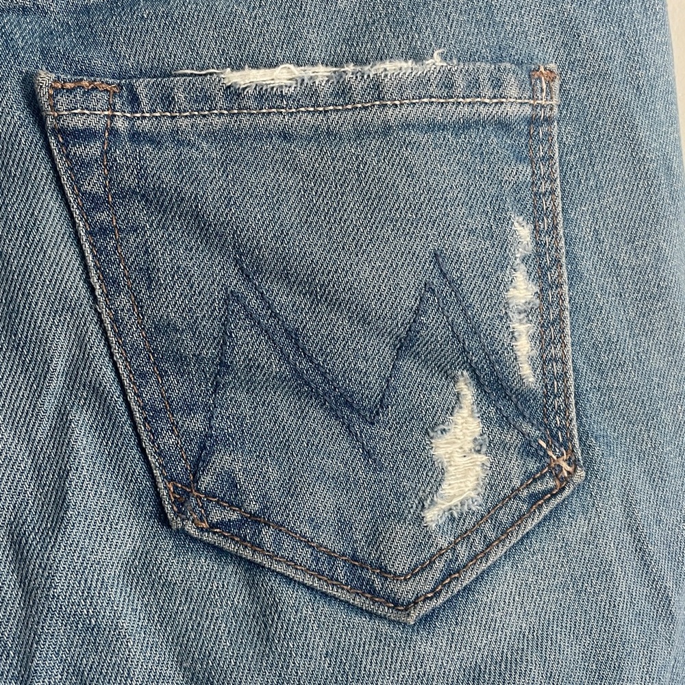 MOTHER The Insider Distressed Light Blue Straight-Leg Jeans Size 25 - Picture 12 of 15